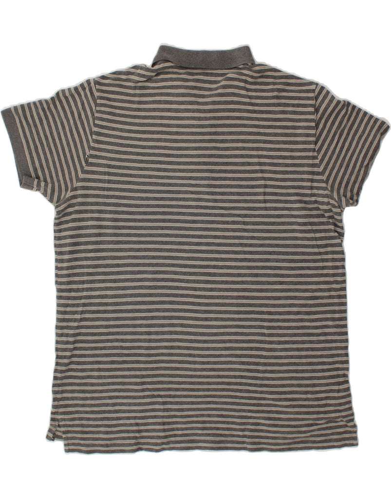 EDDIE BAUER Mens Polo Shirt XL Grey Striped Cotton Vintage Eddie Bauer and Second-Hand Eddie Bauer from Messina Hembry 