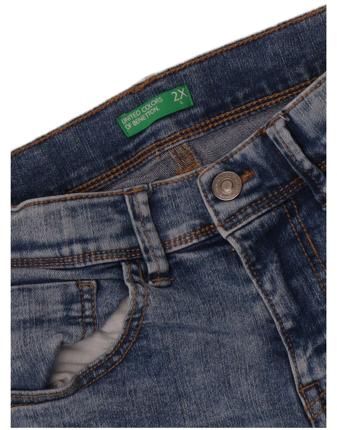 Benetton Boys Denim Shorts 13-14 Years 2XL W28  Blue