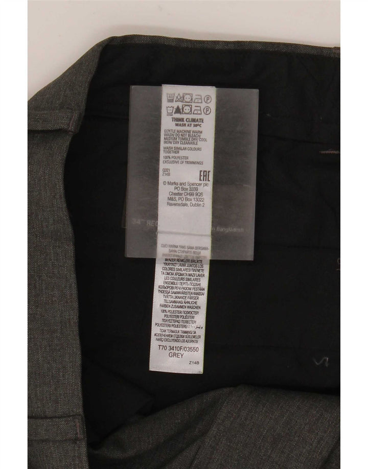 Marks & Spencer Mens Slim Fit Chino Trousers W34 L31 Grey Polyester