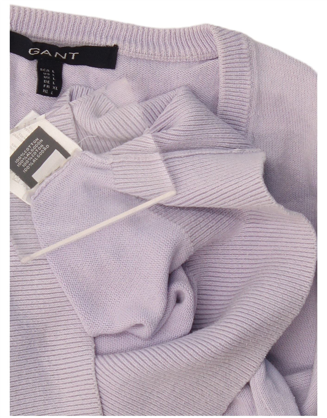 GANT Womens V-Neck Jumper Sweater UK 14 Large Purple Cotton
