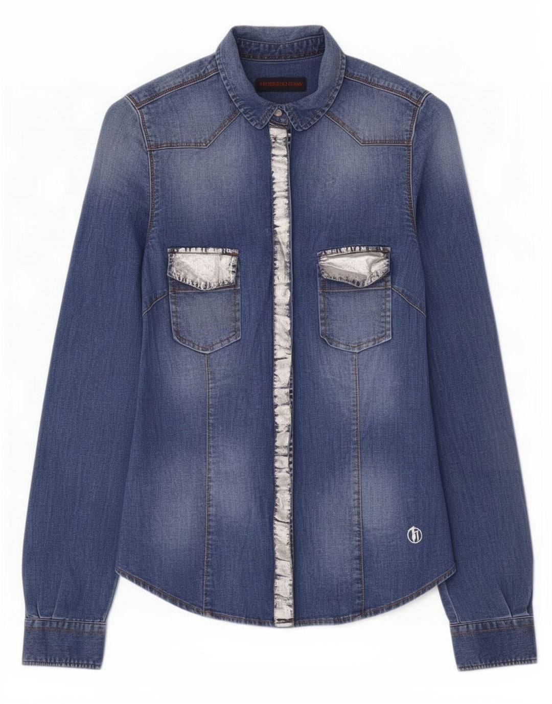 Trussardi Jeans Womens Denim Shirt IT 40 Small Blue