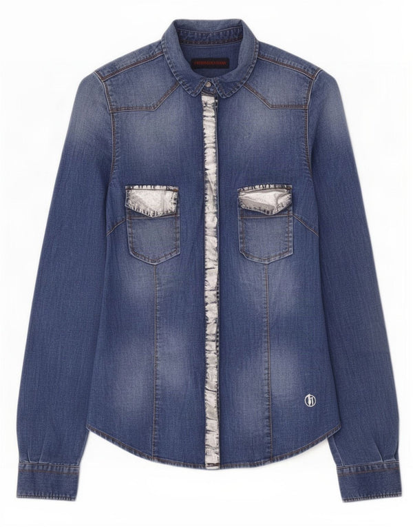 Trussardi Jeans Womens Denim Shirt IT 40 Small Blue