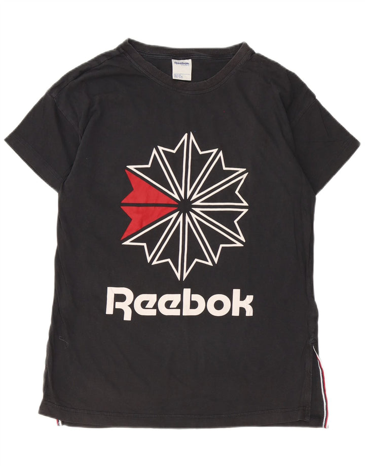 Reebok Mens Graphic T-Shirt Top Large Black Cotton