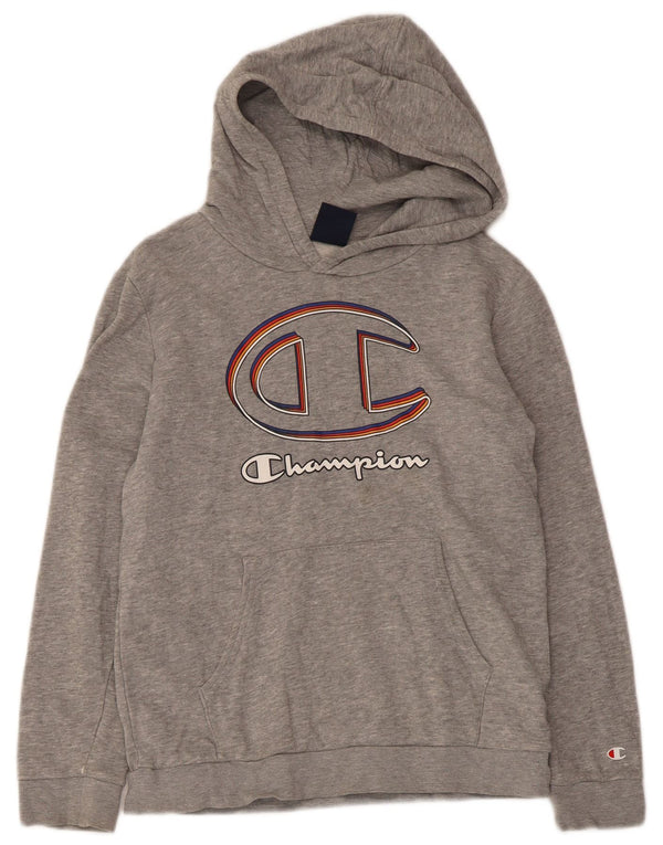 Champion Boys Graphic Hoodie Jumper 11-12 Years Large Grey
