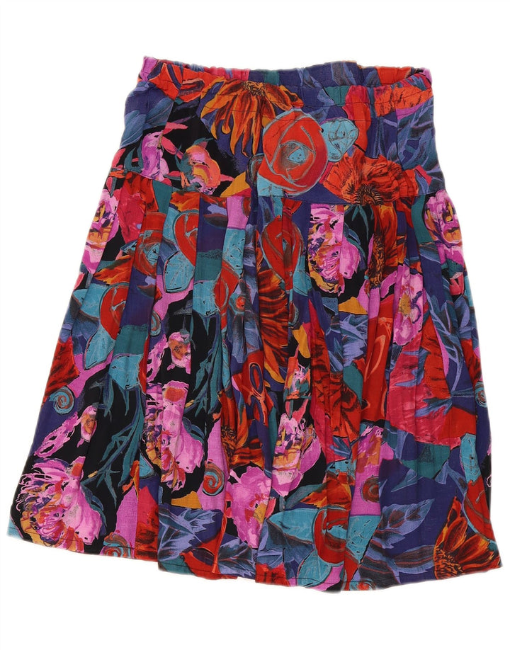 Vintage Womens Pleated Skirt W30 Medium Multicoloured Floral