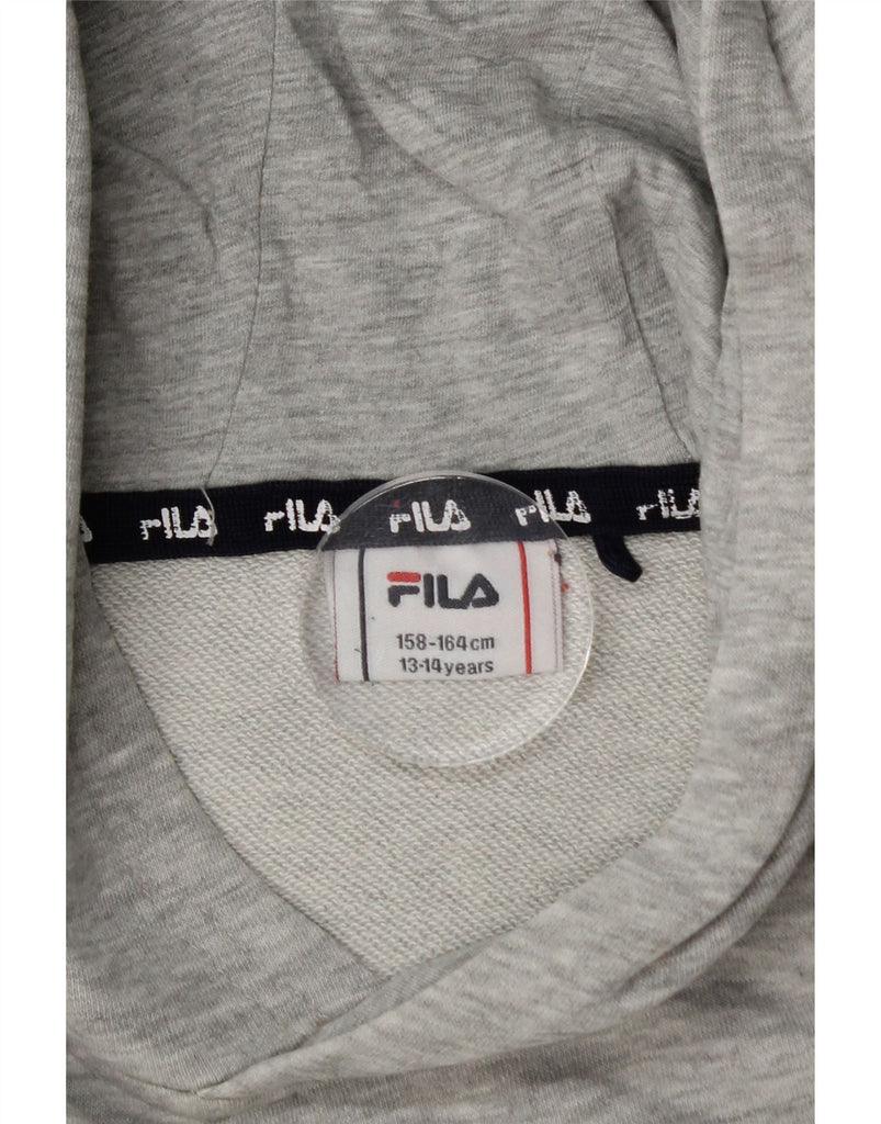 FILA Boys Graphic Hoodie Jumper 13-14 Years Grey Cotton Vintage Fila and Second-Hand Fila from Messina Hembry 