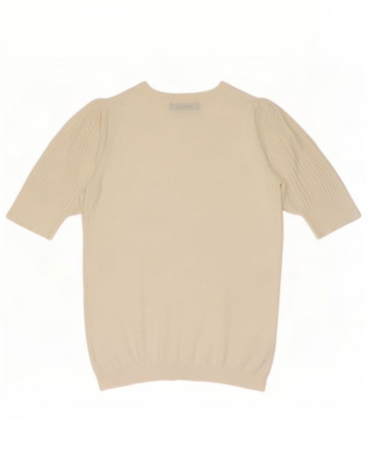 Marks & Spencer Womens T-Shirt Top UK 12 Medium Off White Viscose