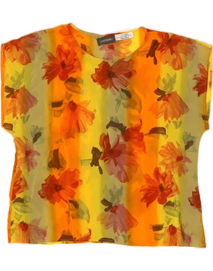 VINTAGE Womens Blouse Top UK 16 Large Yellow Floral Vintage Vintage and Second-Hand Vintage from Messina Hembry 