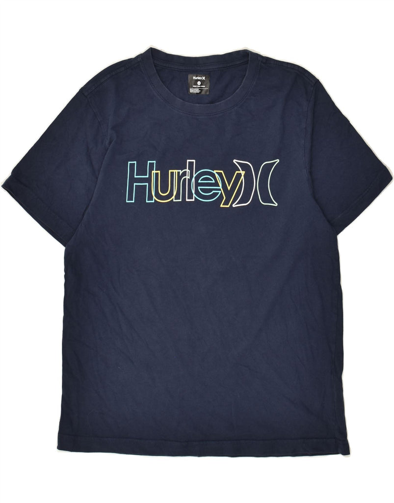 HURLEY Womens Graphic T-Shirt Top UK 14 Medium Navy Blue Cotton | Vintage Hurley | Thrift | Second-Hand Hurley | Used Clothing | Messina Hembry 