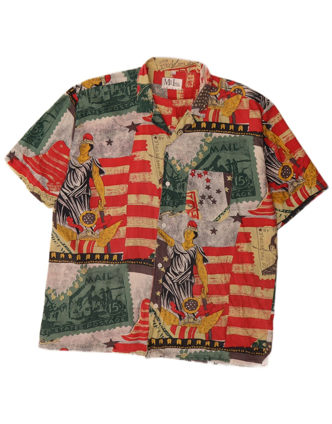 Vintage Mens Abstract Pattern Shirt Size 43/44 Large Multicoloured