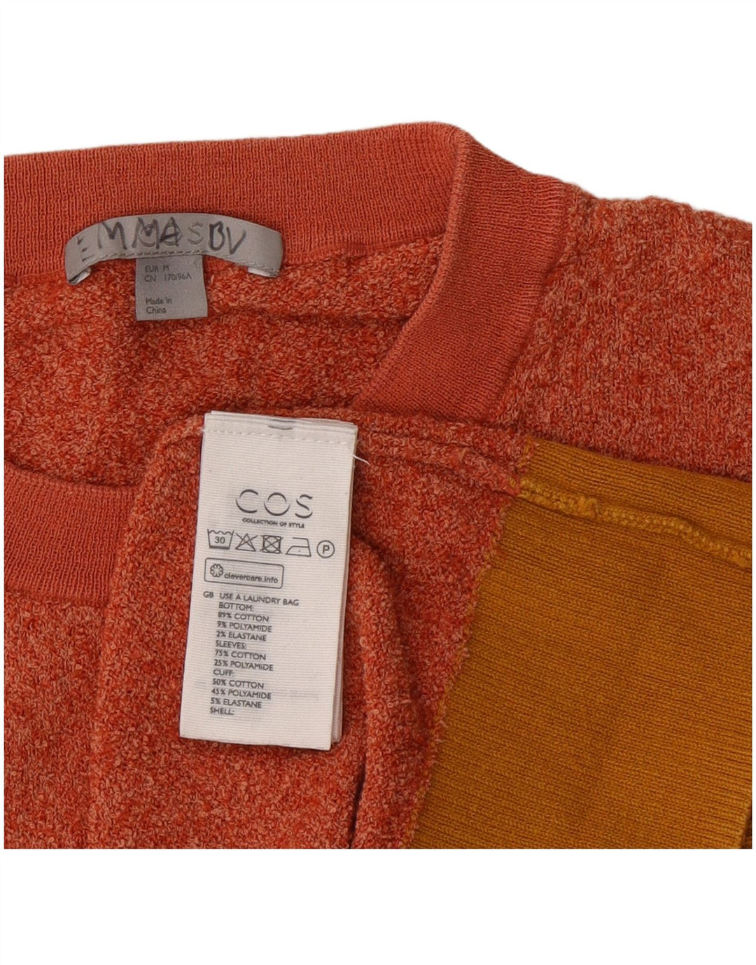 Cos Mens Crew Neck Jumper Sweater Medium Orange Flecked Cotton
