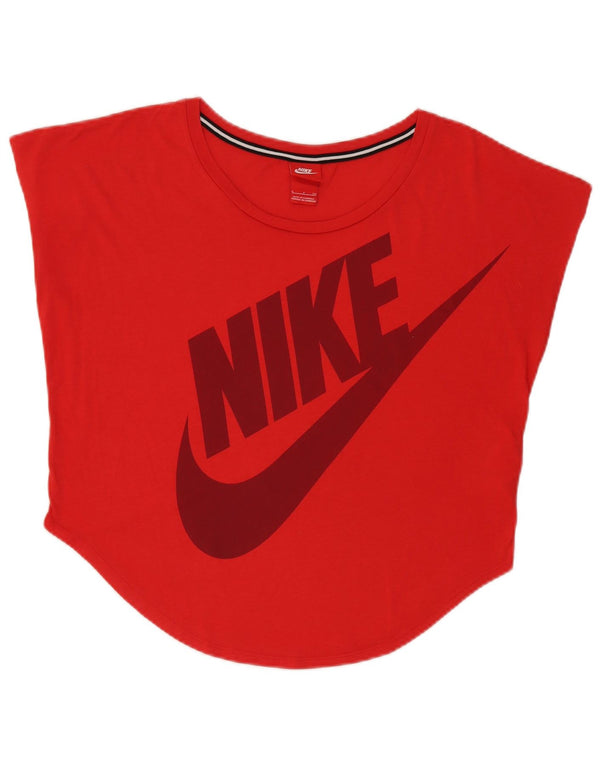 Nike Womens Oversized Graphic T-Shirt Top UK 8 Small Red Polyester Sports