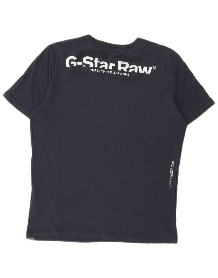 G-Star Mens Graphic T-Shirt Top Large Navy Blue Cotton