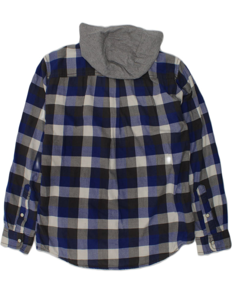 TOMMY HILFIGER Boys Hooded Shirt 12-13 Years Large  Blue Check Cotton | Vintage Tommy Hilfiger | Thrift | Second-Hand Tommy Hilfiger | Used Clothing | Messina Hembry 