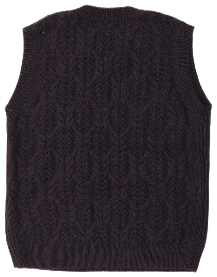 Marks & Spencer Womens Vest Tank Top UK 16 Large Navy Blue Acrylic