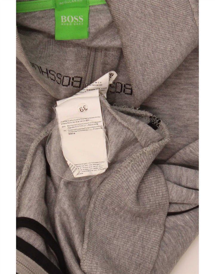 Hugo Boss Mens Tracksuit Top Jacket Small Grey Striped Cotton