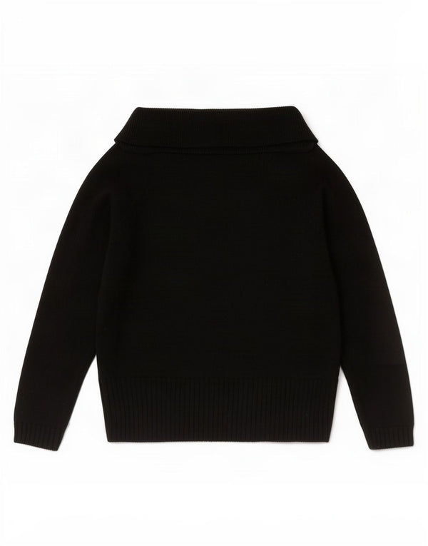 Hobbs Womens Crop 3/4 Sleeve Roll Neck Jumper Sweater UK 14 Medium Black