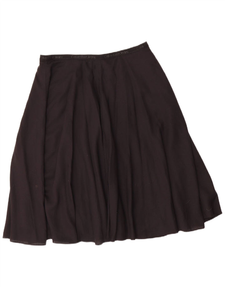 CALVIN KLEIN Womens Graphic Flared Skirt Large W32  Black Lyocell