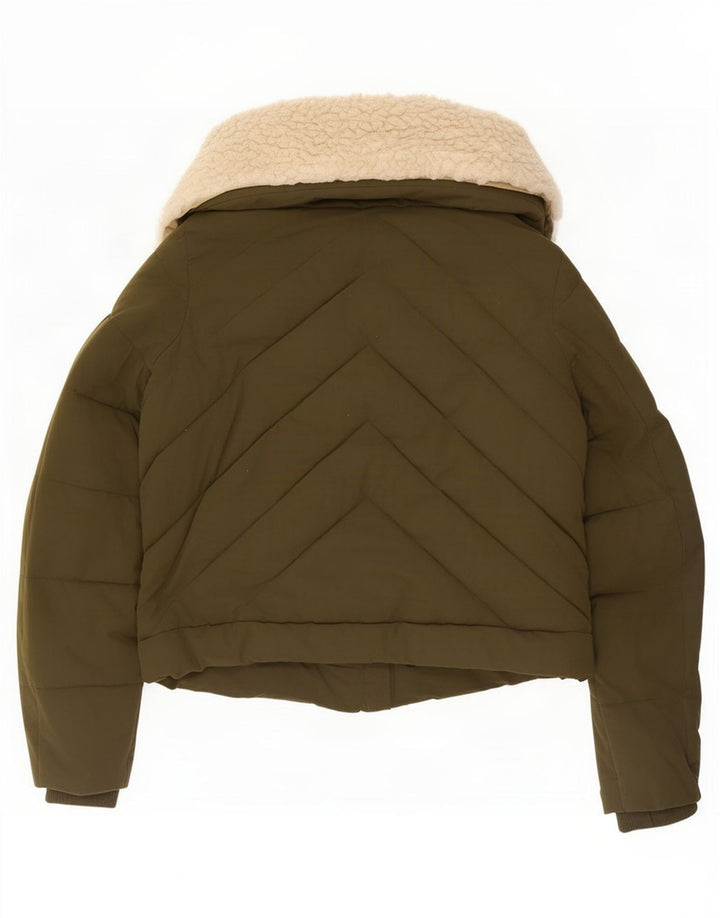 Zara Womens Padded Jacket UK 14 Medium Khaki Polyester