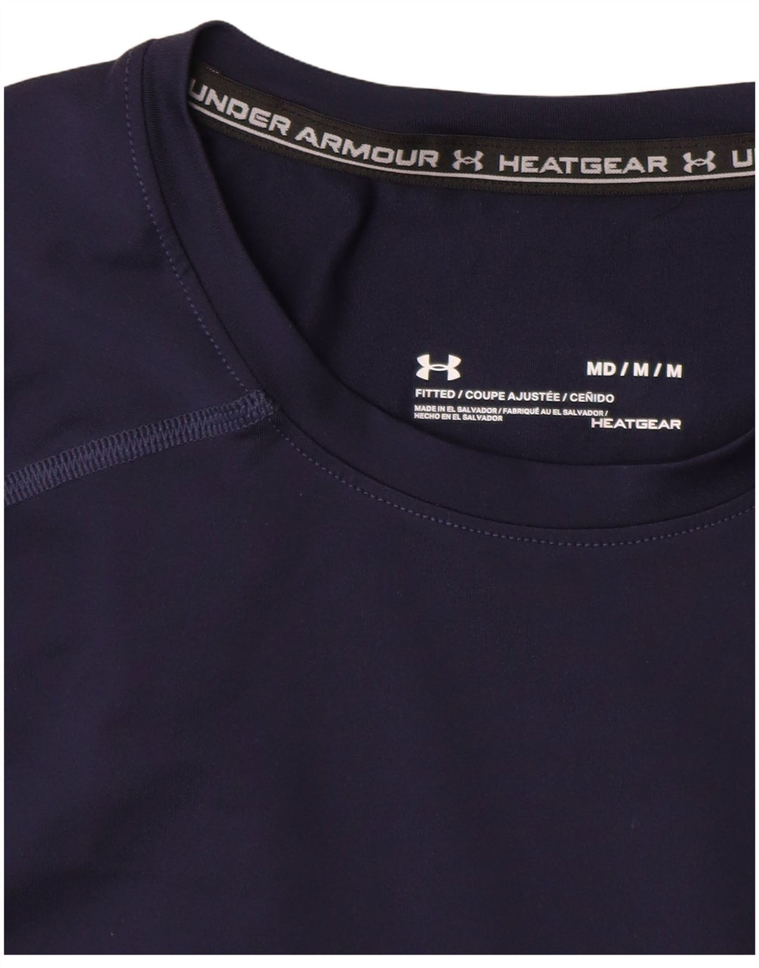 UNDER ARMOUR Mens Heat Gear T-Shirt Top Medium Navy Blue Synthetic