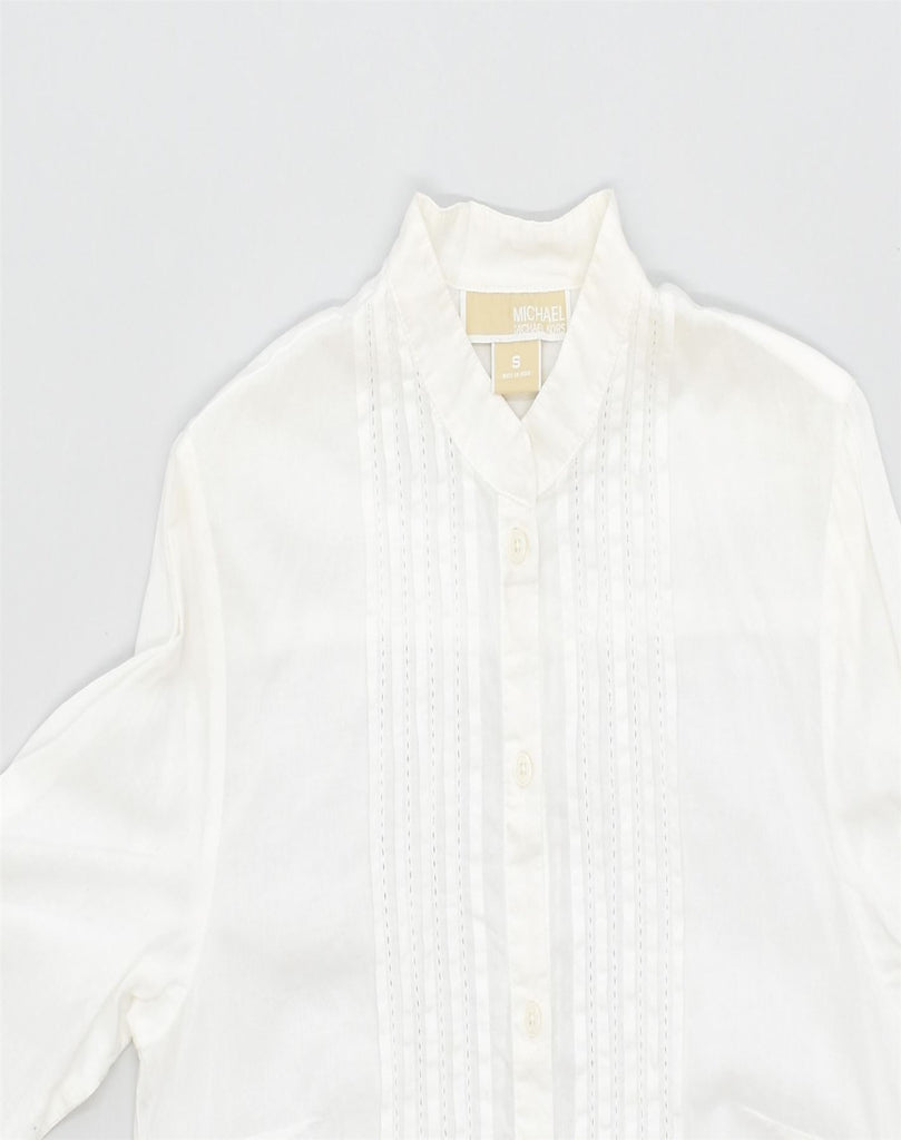 MICHAEL KORS Womens Blouse Top UK 10 Small White Cotton | Vintage | Thrift | Second-Hand | Used Clothing | Messina Hembry 