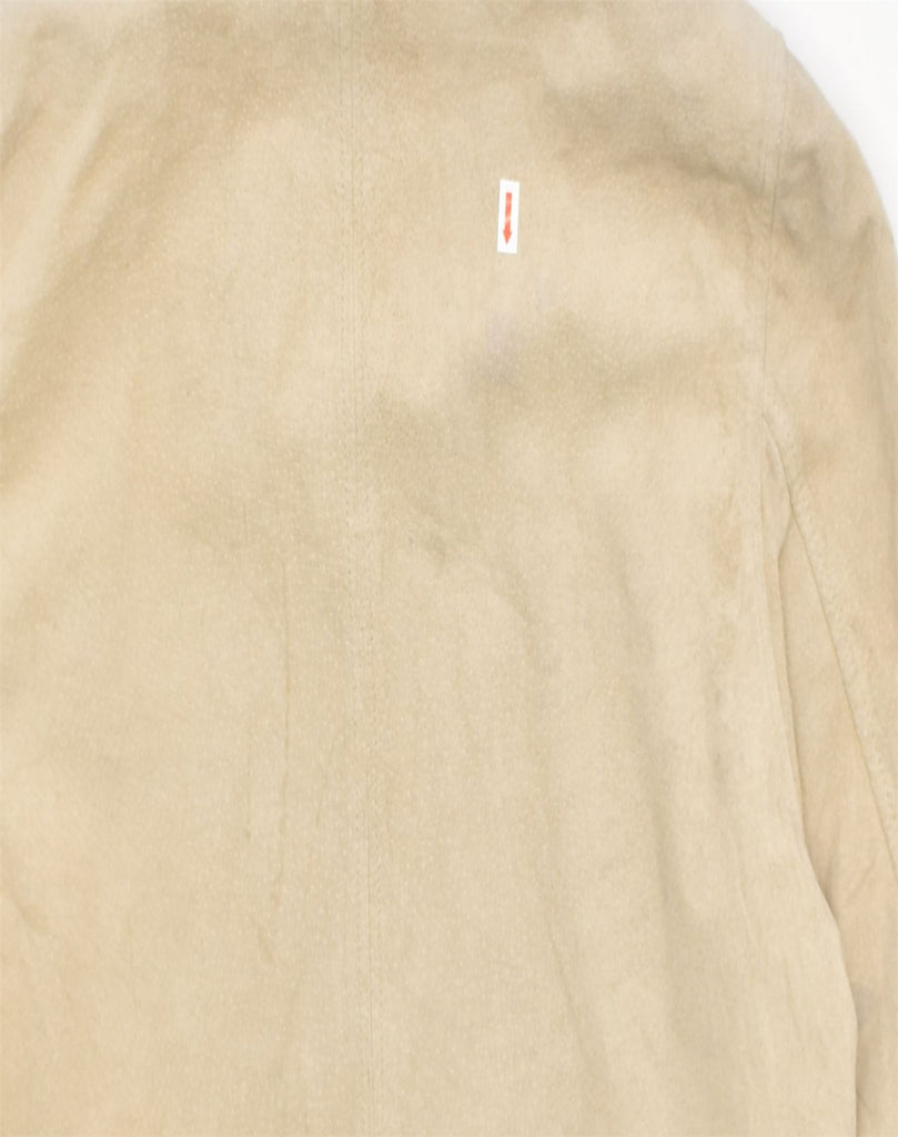 VINTAGE Womens Suede Jacket IT 46 Large Beige Leather | Vintage | Thrift | Second-Hand | Used Clothing | Messina Hembry 