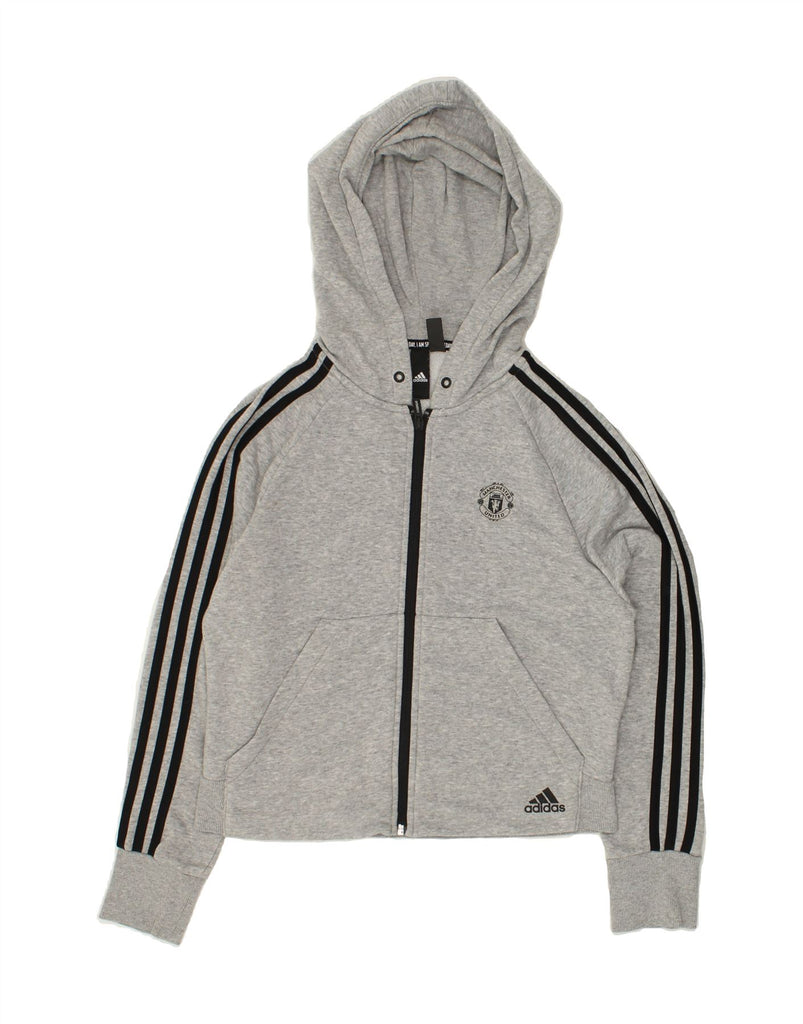 ADIDAS Womens Zip Hoodie Sweater UK 4/6 XS Grey Cotton | Vintage Adidas | Thrift | Second-Hand Adidas | Used Clothing | Messina Hembry 