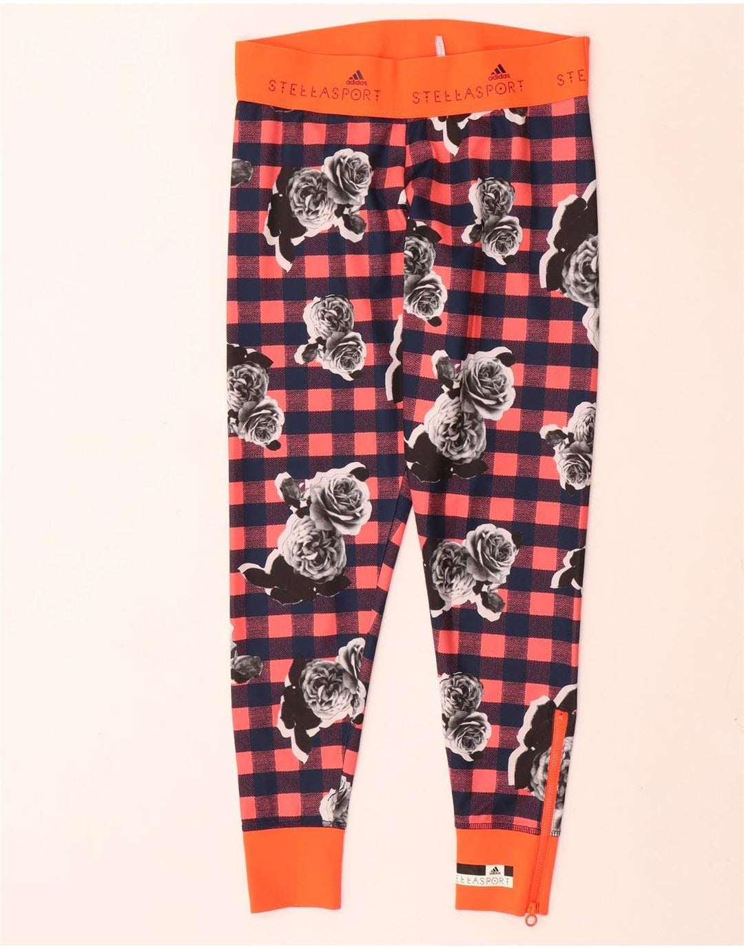 ADIDAS Womens Stella Graphic Leggings UK 14 Medium  Multicoloured Check