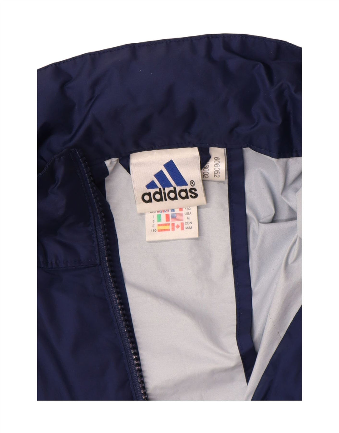 ADIDAS Mens Graphic Rain Jacket UK 40/42 Medium Navy Blue Polyamide