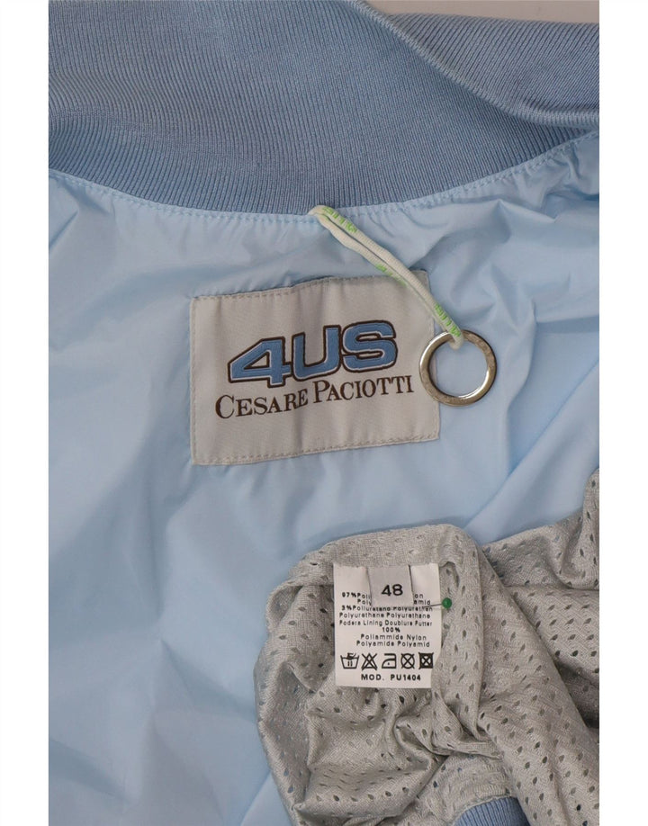 Cesare Paciotti 4US Mens Bomber Jacket IT 48 Medium Blue Polyamide