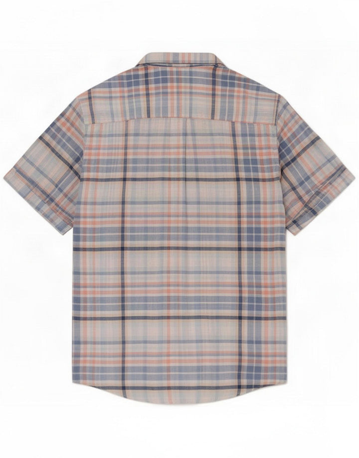 Paul Costelloe Mens Short Sleeve Shirt Medium Multicoloured Check Linen