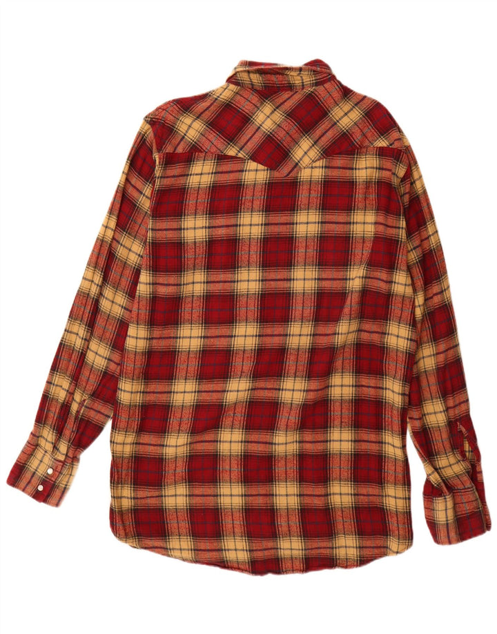 Wrangler Mens Flannel Shirt Large Red Check