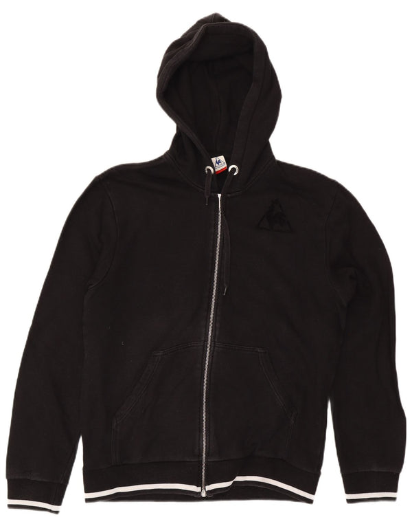 Le Coq Sportif Mens Zip Hoodie Sweater Large Black Striped Cotton