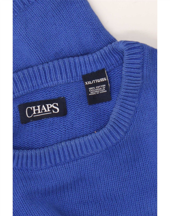 Chaps Mens Boat Neck Jumper Sweater 2XL Blue Cotton