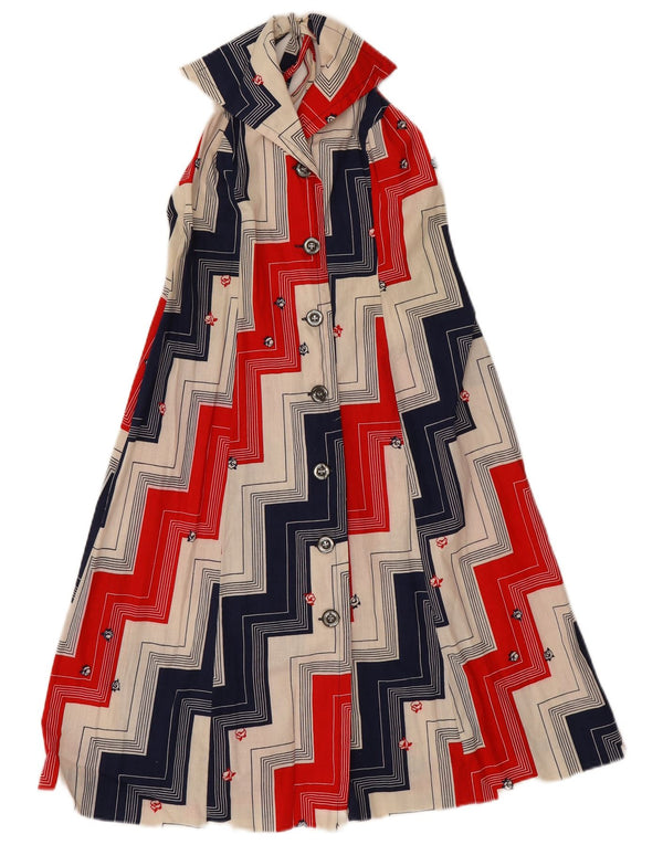 Vintage Womens Halter Dress IT 46 Large Multicoloured Geometric Cotton