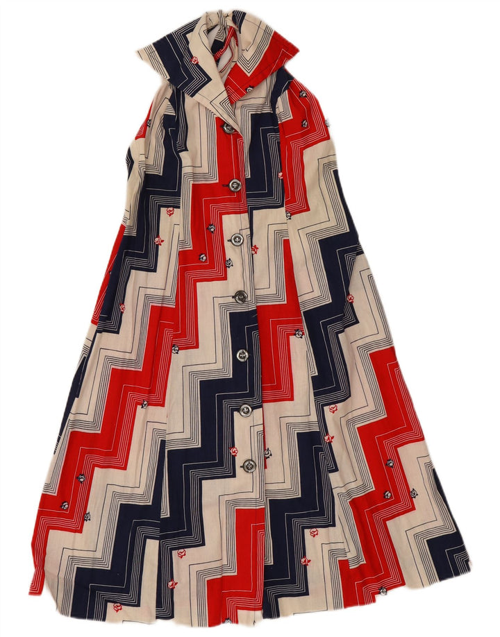Vintage Womens Halter Dress IT 46 Large Multicoloured Geometric Cotton