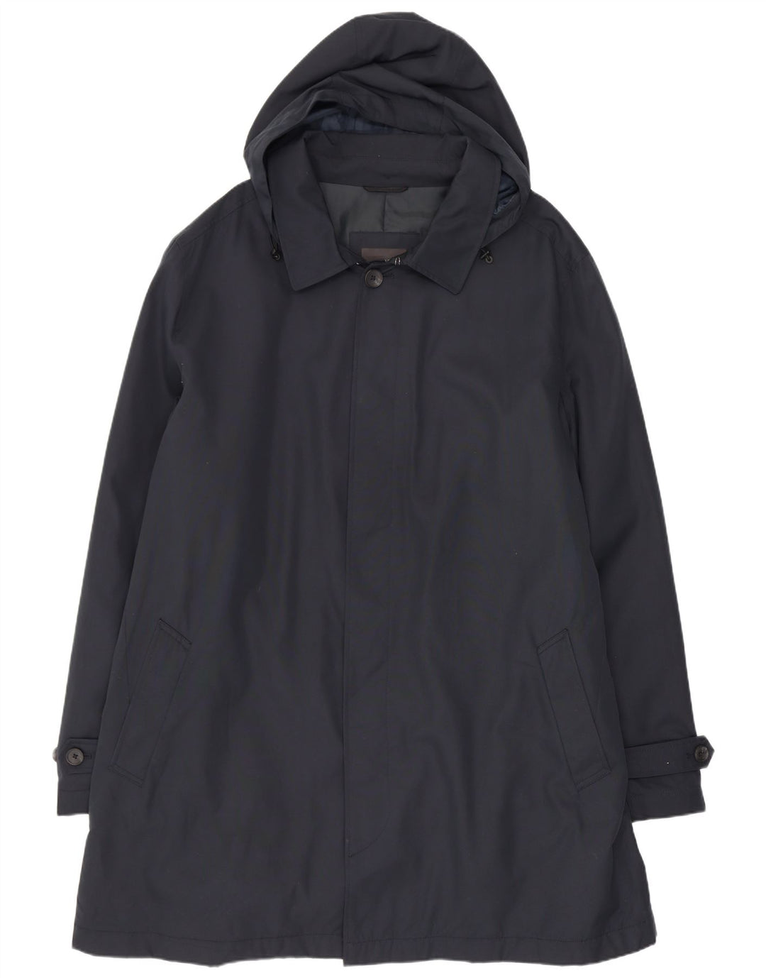 Marks & Spencer Mens Hooded Raincoat UK 46 3XL Navy Blue Polyester