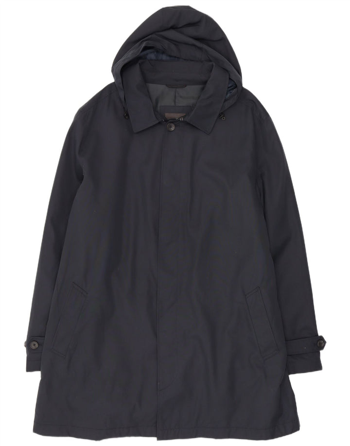 Marks & Spencer Mens Hooded Raincoat UK 46 3XL Navy Blue Polyester