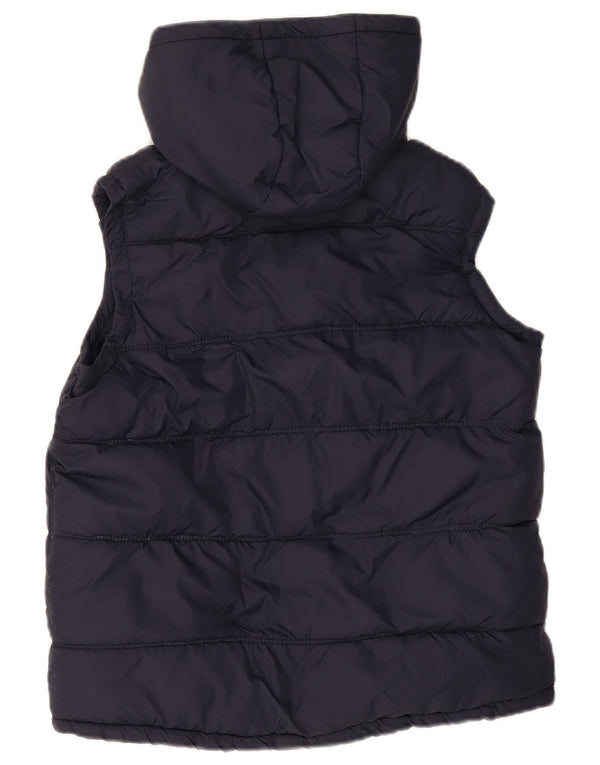 SUPERDRY Womens Hooded Padded Gilet UK 14 Medium Navy Blue Nylon