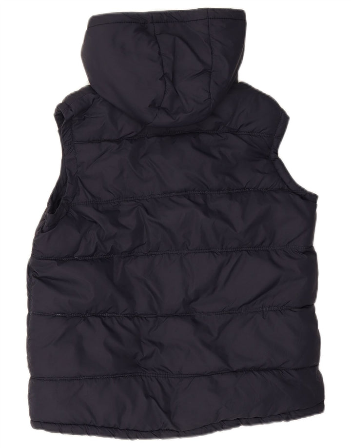 SUPERDRY Womens Hooded Padded Gilet UK 14 Medium Navy Blue Nylon