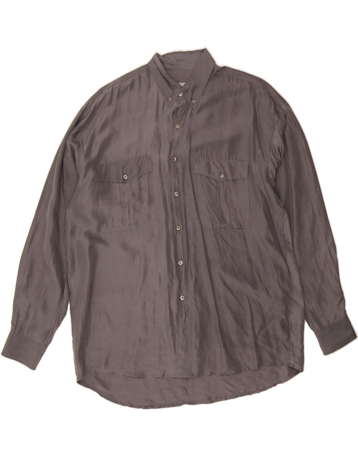 VINTAGE Mens Shirt Large Grey Vintage Vintage and Second-Hand Vintage from Messina Hembry 