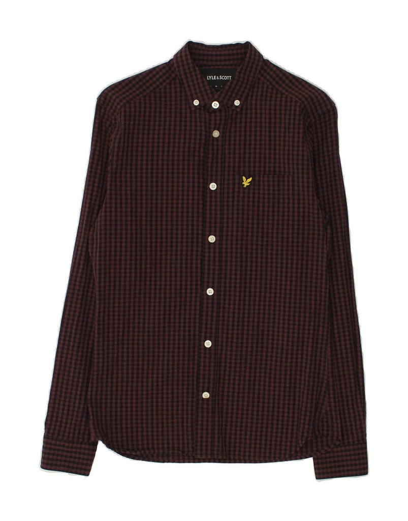 LYLE & SCOTT Mens Slim Fit Shirt XS Burgundy Gingham Cotton | Vintage Lyle & Scott | Thrift | Second-Hand Lyle & Scott | Used Clothing | Messina Hembry 