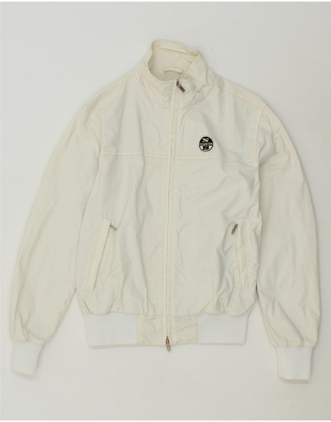 NORTH SAILS Mens Bomber Jacket UK 36 Small White Polyamide Vintage North Sails and Second-Hand North Sails from Messina Hembry 