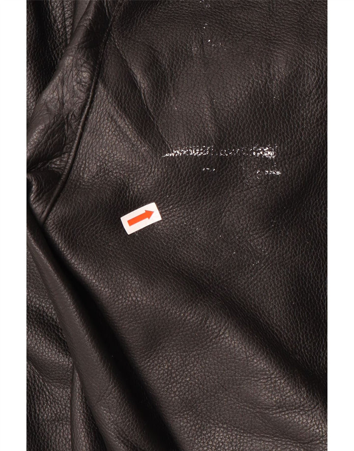 Akito Mens Tapered Leather Trousers IT 46 Small W32 L32 Black