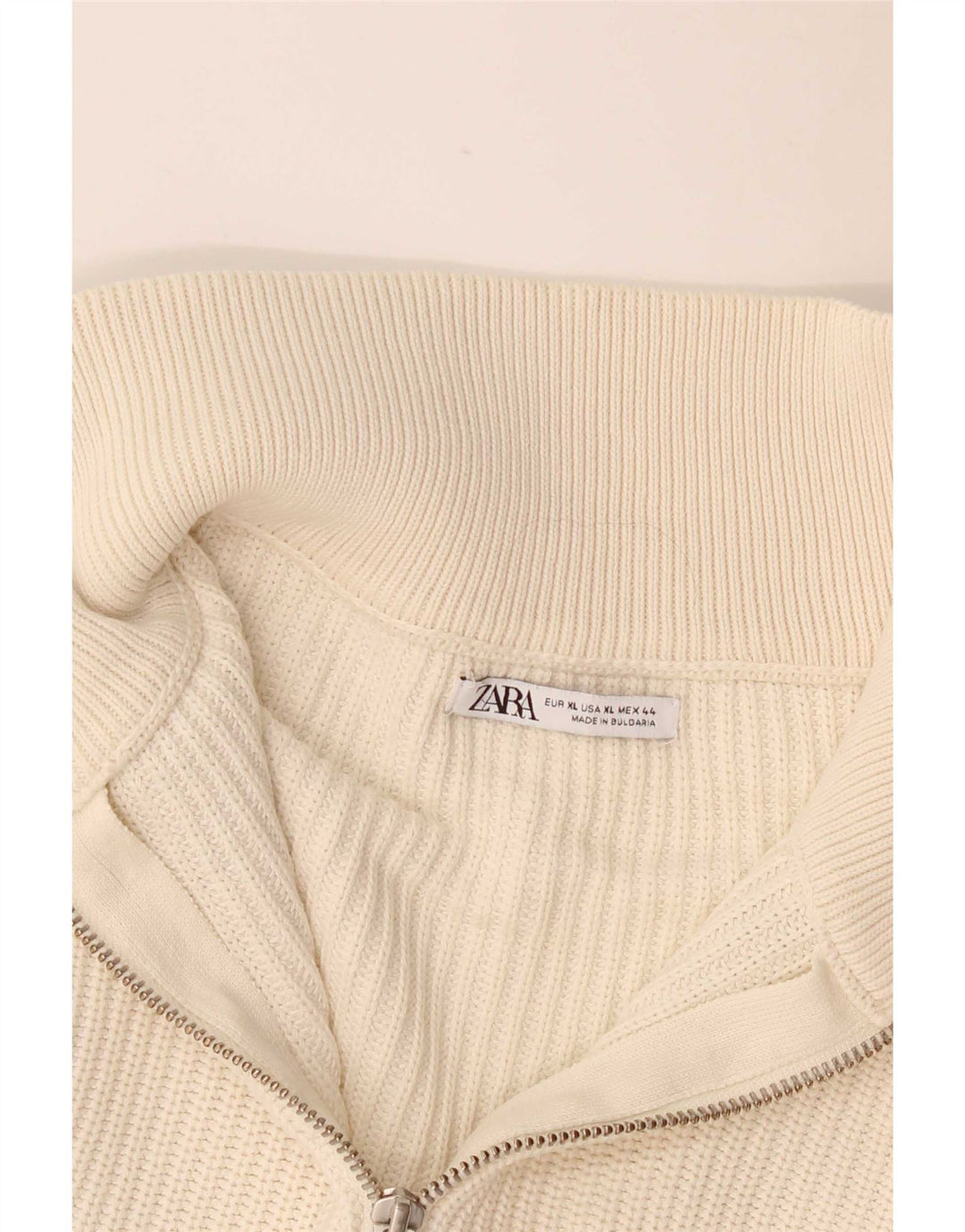 Zara Mens Zip Neck Jumper Sweater XL White