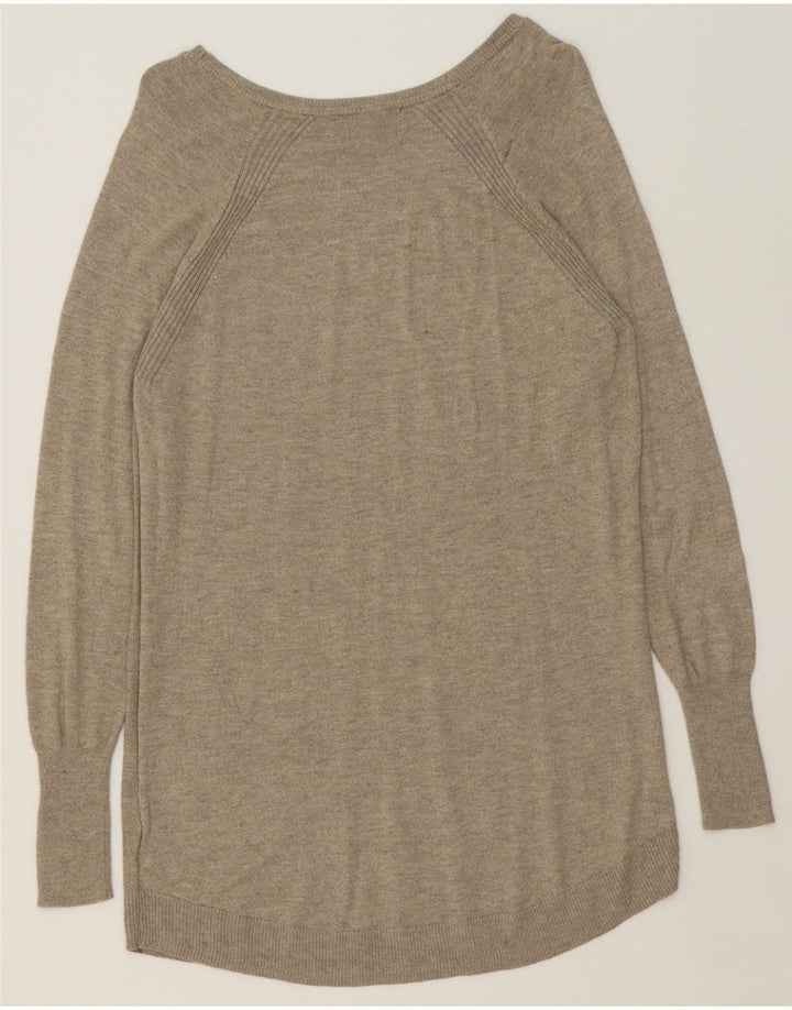 MOSSIMO Womens Boat Neck Jumper Sweater UK 12 Medium Grey Nylon Vintage Mossimo and Second-Hand Mossimo from Messina Hembry 
