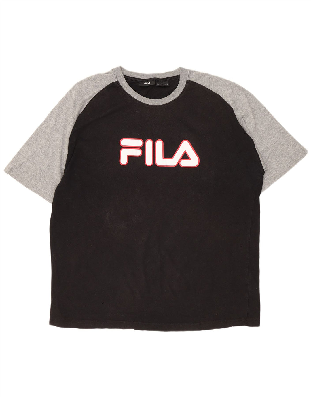 FILA Mens Graphic T-Shirt Top XL Black Colourblock