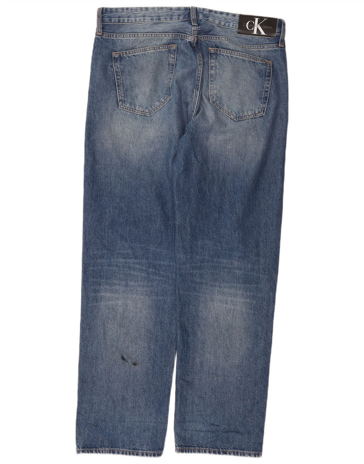 Calvin Klein Mens Straight Jeans W33 L31 Blue Cotton
