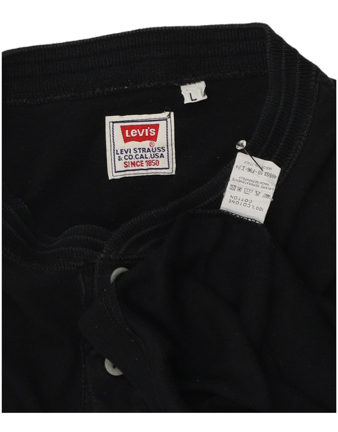 Levi's Mens Top Long Sleeve Large Black Cotton