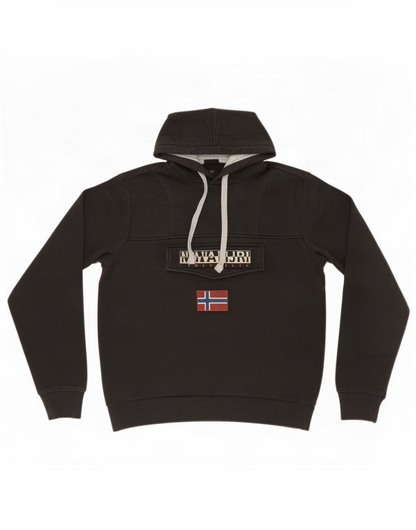 Napapijri Mens Graphic Hoodie Jumper Large Black Cotton